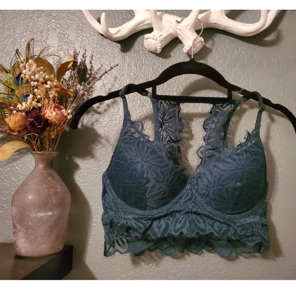 Victoria secret PINK forest green eyelash bralette